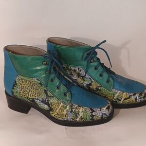 Vintage Nycole St. Louis Colorful Leather And Snakeskin Colorblock Women's Shoes